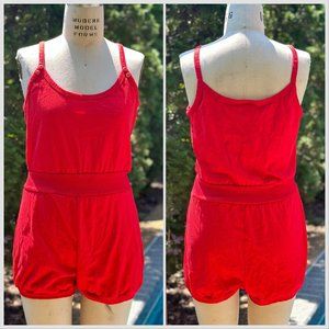 Vintage 1990s Red Knit Romper, Why Not? Size Medium